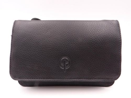 Soft Genuine Leather Small Multi Compartment Cross Body Bag Dome Flap Over Fastening Seven Secured Card Holder Slots Three Zip Coin Compartments Two Open Compartments. Rosies Gifts & Homeware, Mosgiel, Dunedin for your leather needs.
