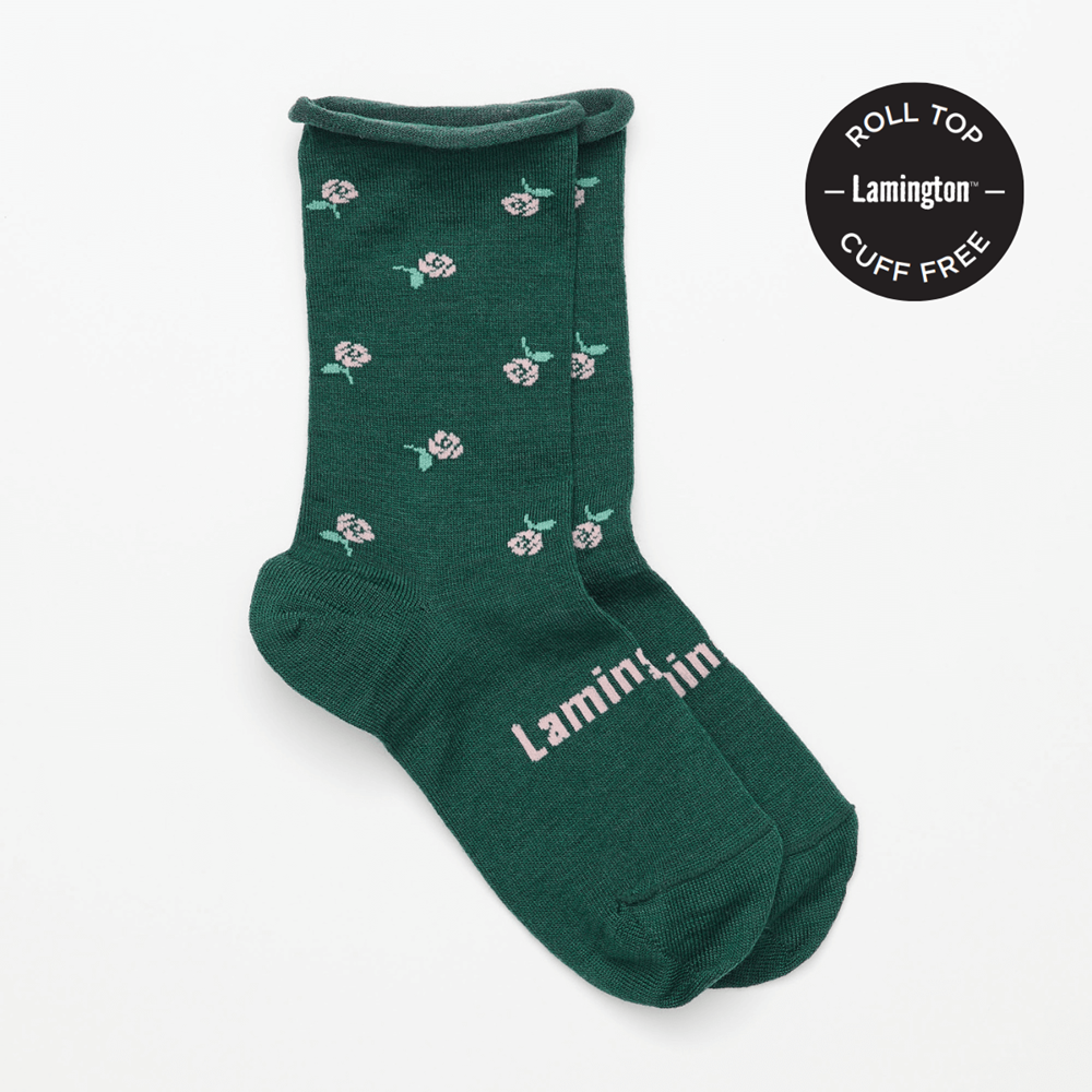 Lamington Women's Flora Crew Socks New Zealand Made, sizes knitted into every pair so no confusion over whose are whose! 70% Merino Wool, 25% Nylon + 5% Elastane Colours may vary slightly to photo depending on the batch. Rosies Gifts, Mosgiel, Dunedin