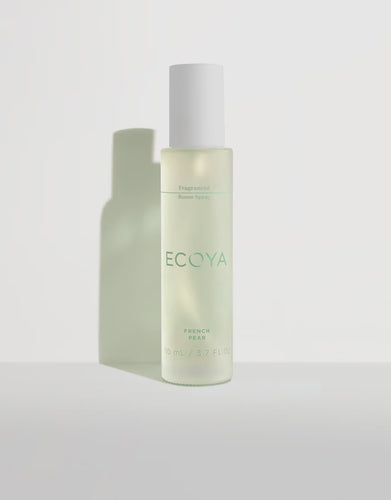 ECOYA French Pear Room Spray. 110ml Room Spray is available in three iconic ECOYA fragrances, Guava & Lychee Sorbet, French Pear, Lotus Flower.   Rosies Gifts and Homeware, Mosgiel, Dunedin has your Ecoya room and body fragrances, including candles, diffusers, room spray and more.
