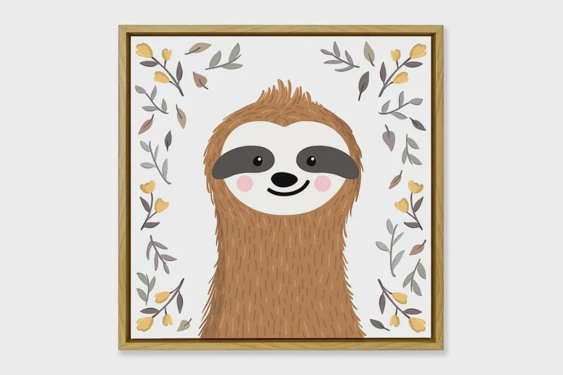 Kids Sloth Framed Canvas
